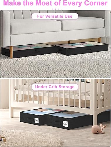 Miniatura 7 de punemi Under Bed Shoe Storage Organizer, Adjustable Velcro Shoe Organizer Under Bed With Bottom Support & 3 Sturdy Handles, Underbed Shoe Organizers