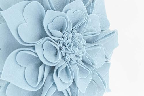 Miniatura 4 de Fennco Styles Almohada decorativa de pétalos en forma de corazón 3D hecha a mano con relleno redondo de 13 pulgadas, almohada floral aguamarina para
