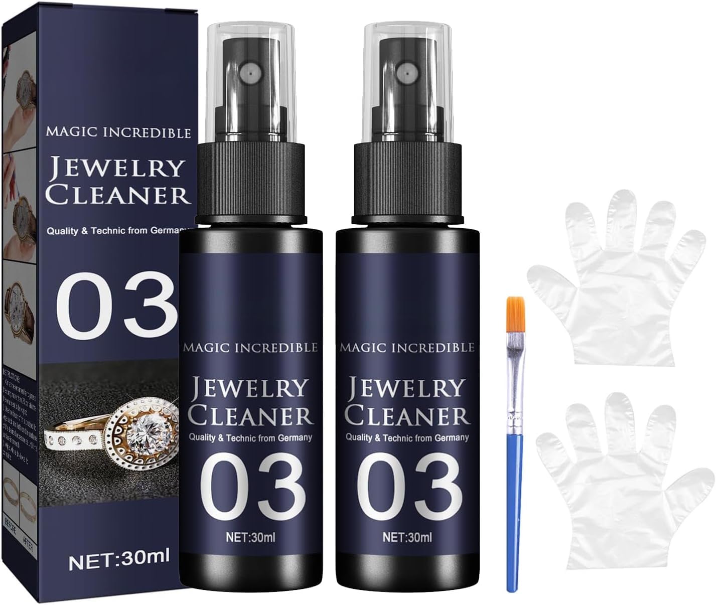 Jewelry Cleaner, Anti-Tarnish Quick Jewellery Cleaning Spray, Diamond Cleaning Solution, Quick Jewelry Cleaning Spray, Anti-Tarnish, Long-Lasting Protection (2pcs)
