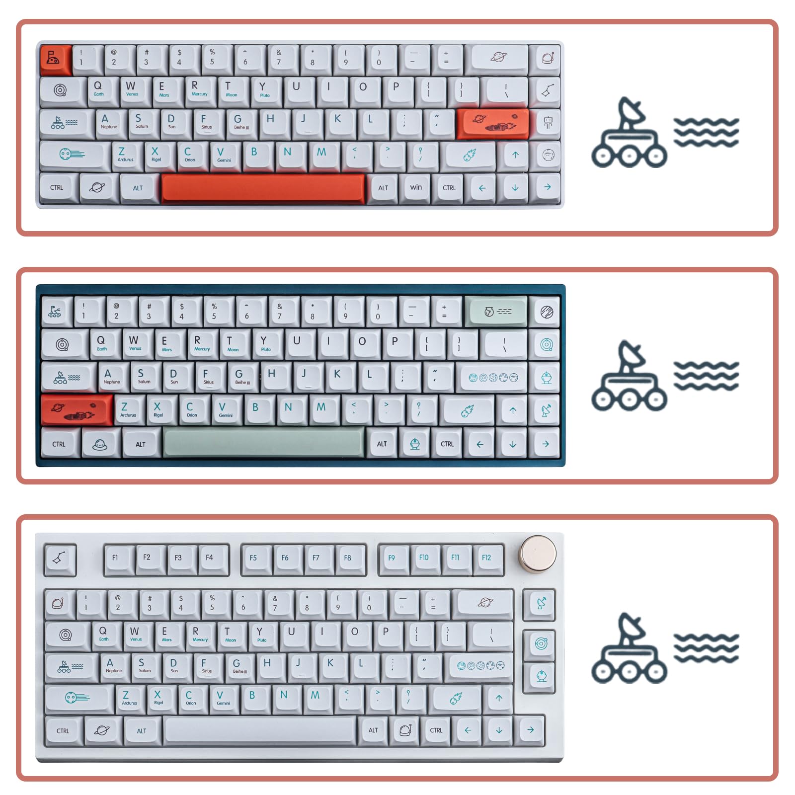 Keycaps Lot de 126 touches de profil XDA pour commutateurs Cherry MX ISO/ANSI Disposition des claviers mécaniques Bleu