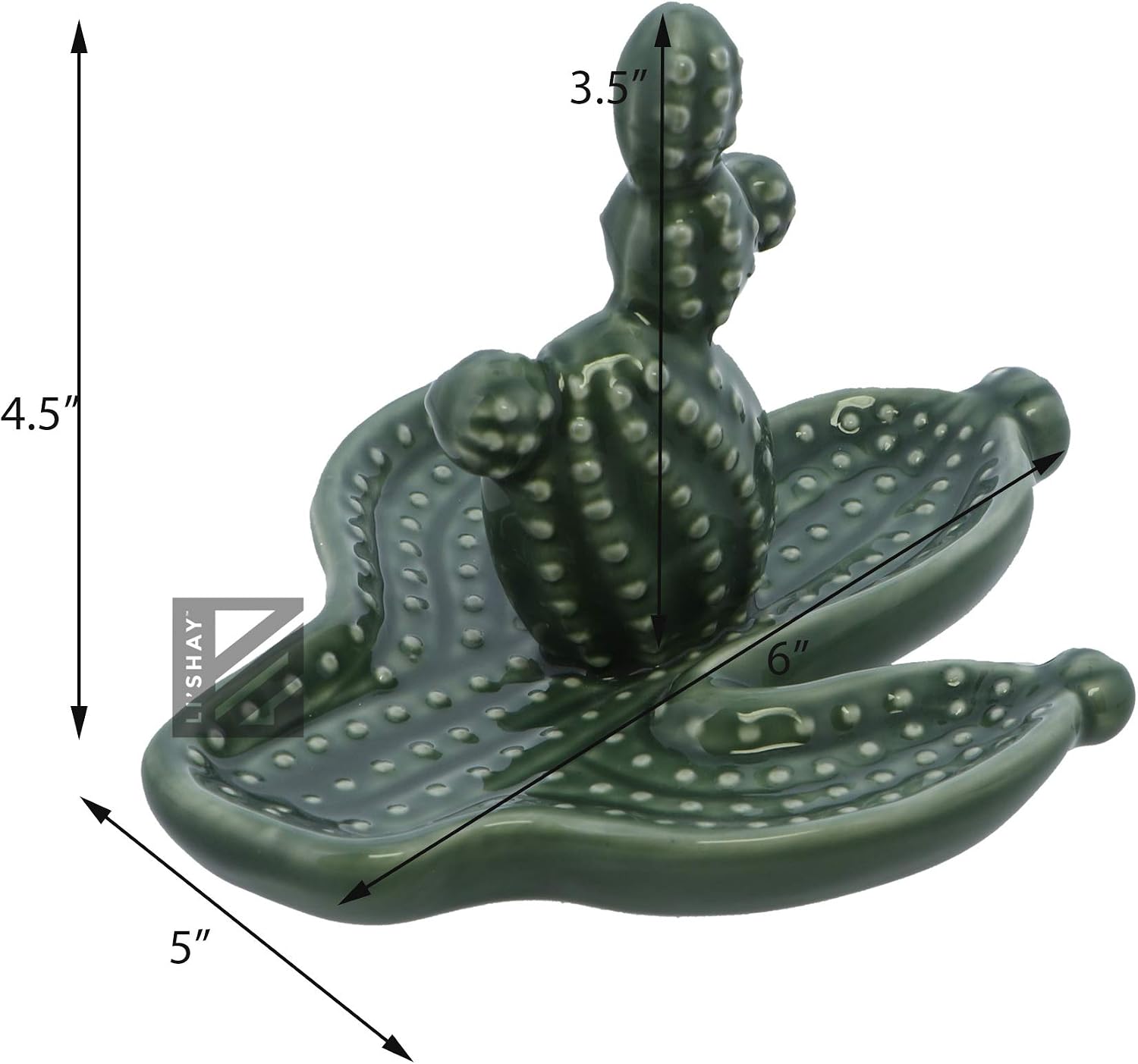 Cactus Gift Set Salt & Pepper Shakers and Ceramic Cactus Dish