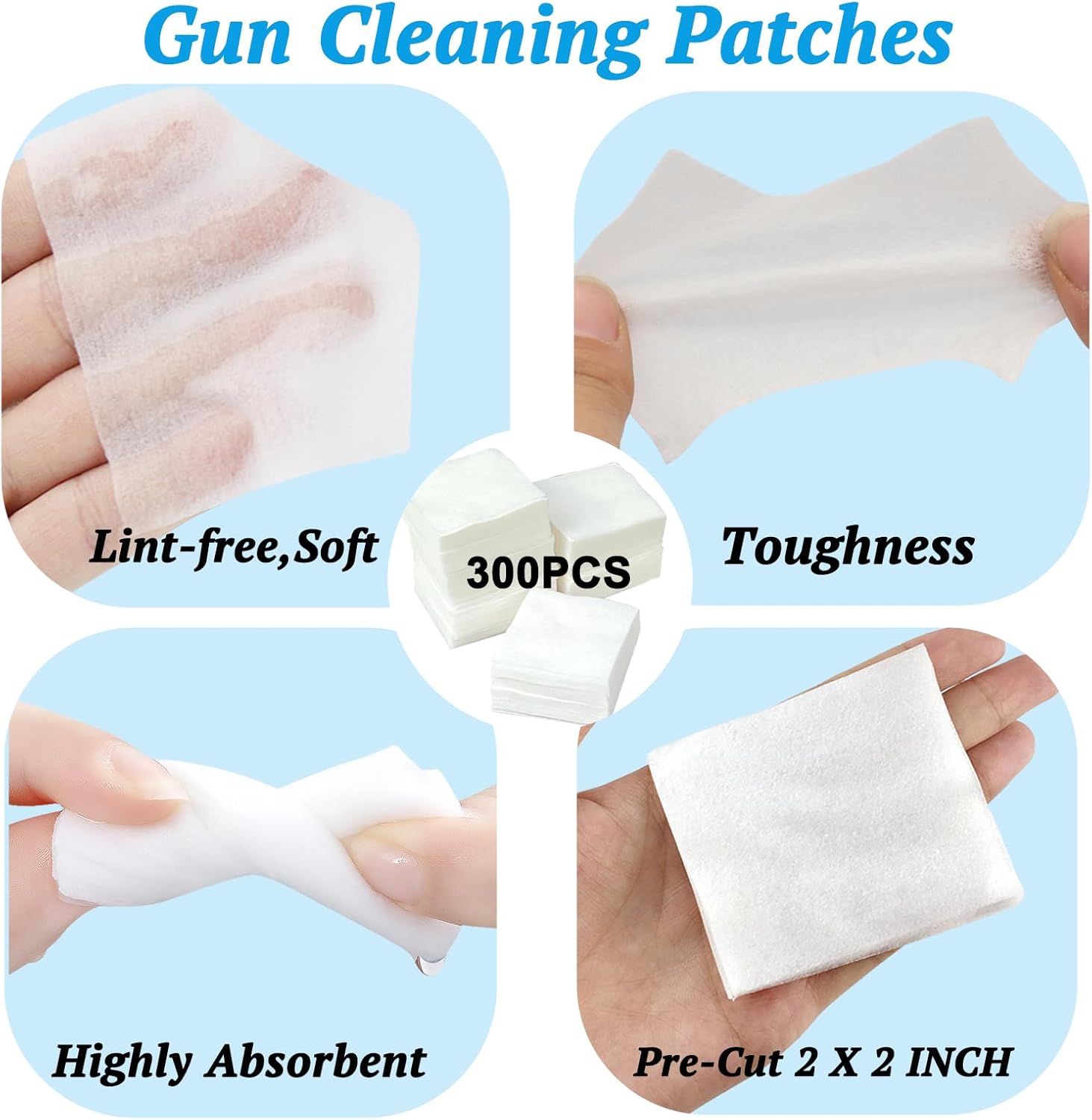 Universal Gun Cleaning Kit - 2 X 2 Inches Patches - 200 PCS 6 Inches Point Swabs - 3 Pcs Gun Cleaning Brush, and A Silicon Gun Cloth Suitable for Most Gun Firearm - Image 4