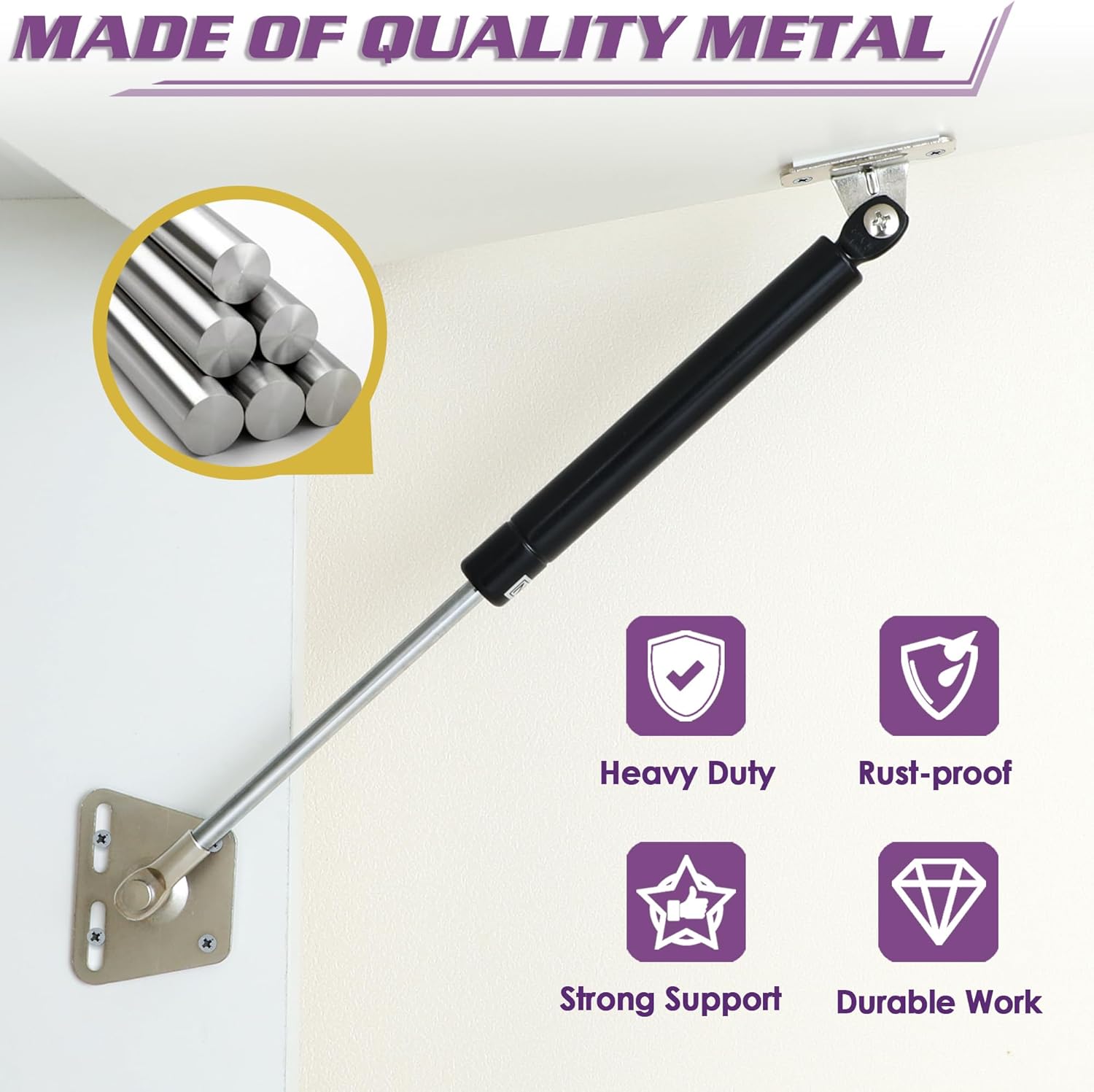 Alise Gas Struts,80N/18lb Gas Strut Springs Shock Lift Support for Truck Tool Box Lids RV Bed Floor Boat Hatch Storage Lid Kitchen Cabinet Cover Door Shed Window Custom Project,10 Inch,Pack of 4