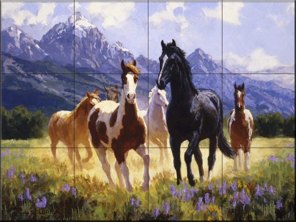 Ceramic Backsplash Tile Mural Horse Animal Equine Kitchen/Bathroom - Summer Days - Claire Goldrick