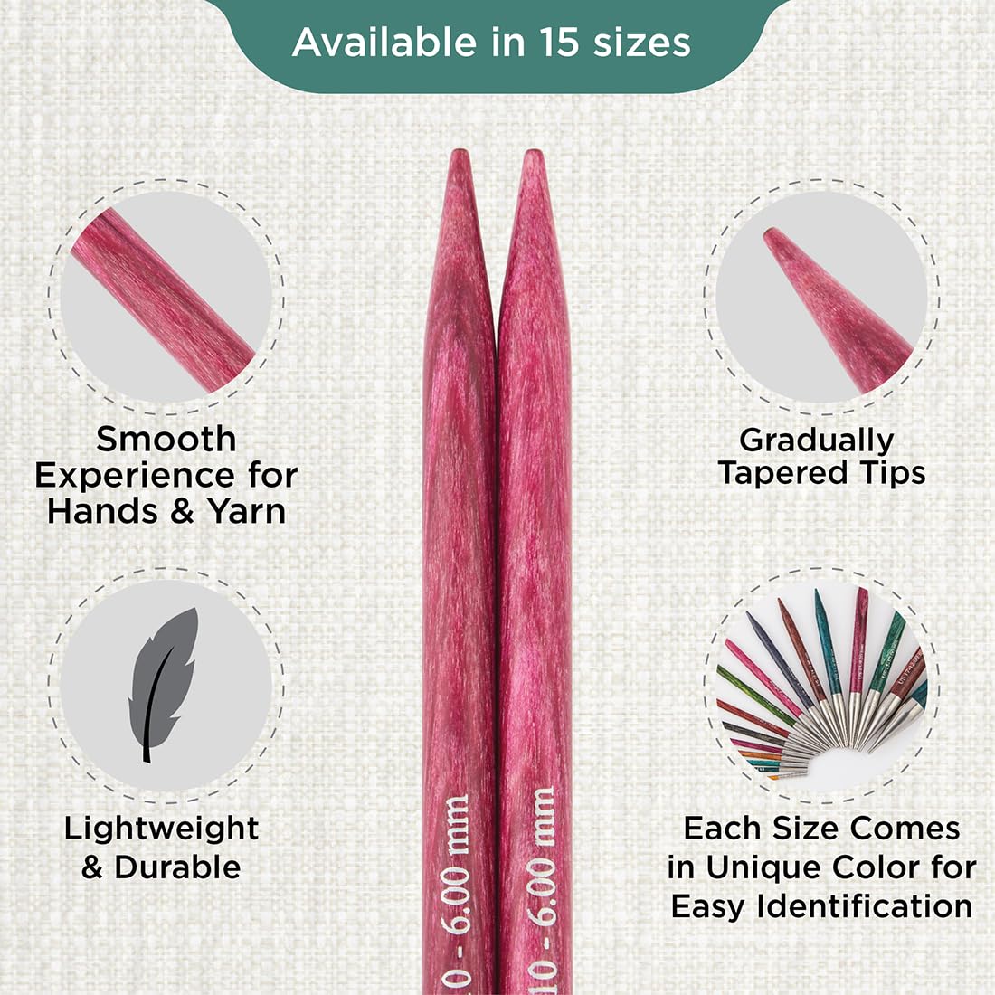 KnitPro Dreamz Interchangeable Circular Needles 4" (10cm), Candy Pink, 6.00mm - Image 3