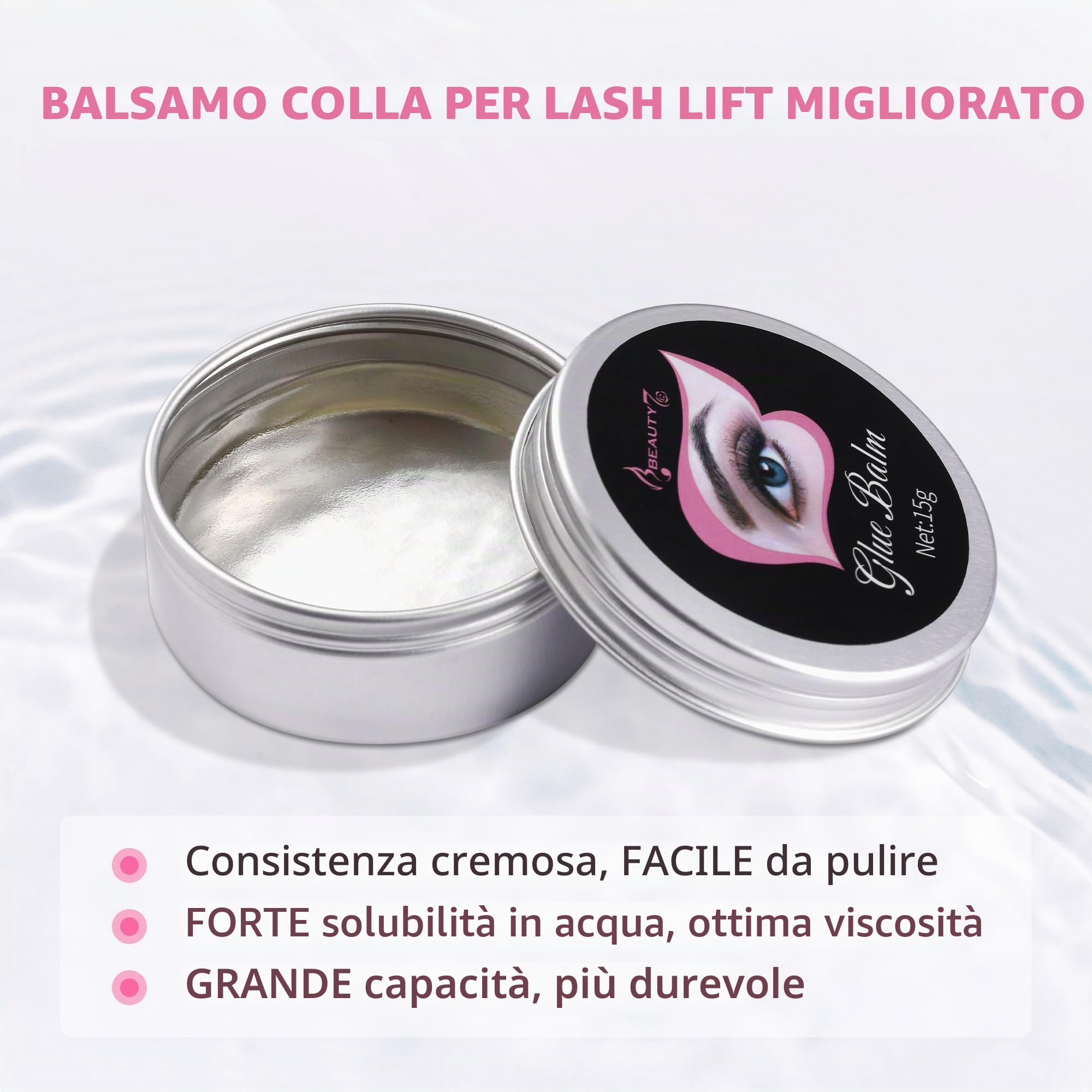 Lash Lift Glue Balm, Colla per Lifting Ciglia Semi Permanente per Laminazione Sopracciglia, Colla Lifting Professionale Aggiornato e Asciugatura Rapida, con Mini Spazzola - 15 g