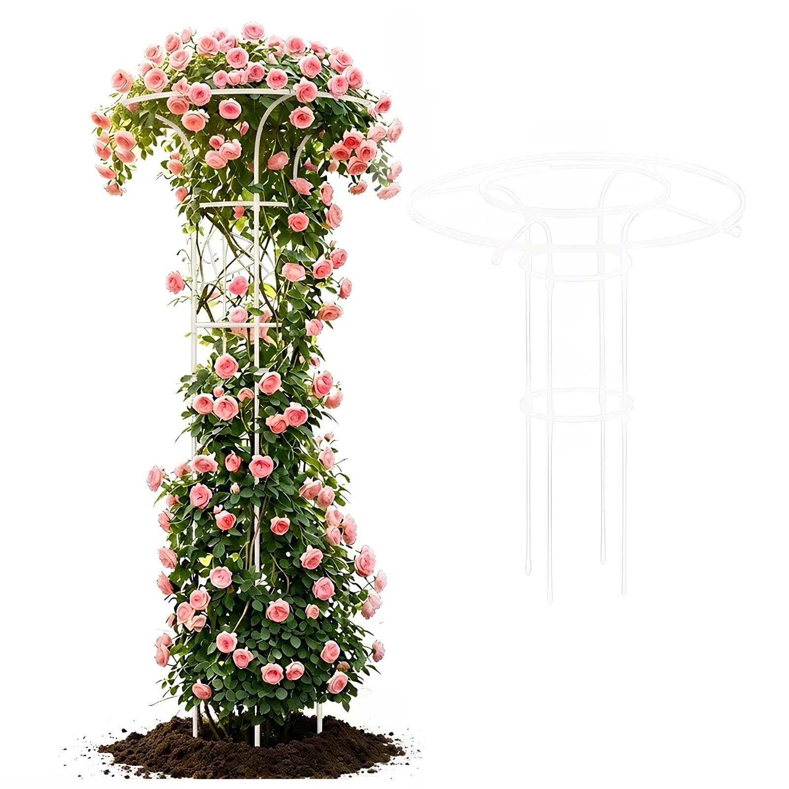 Umbrella Garden Trellis 210m 180m Trellis for Climbing Plants with 11mm Thickened Rust-Resistant Plant Support Frame for Potted Plants Wisteria Rose Jasmine(White,90cm/3.0ft)