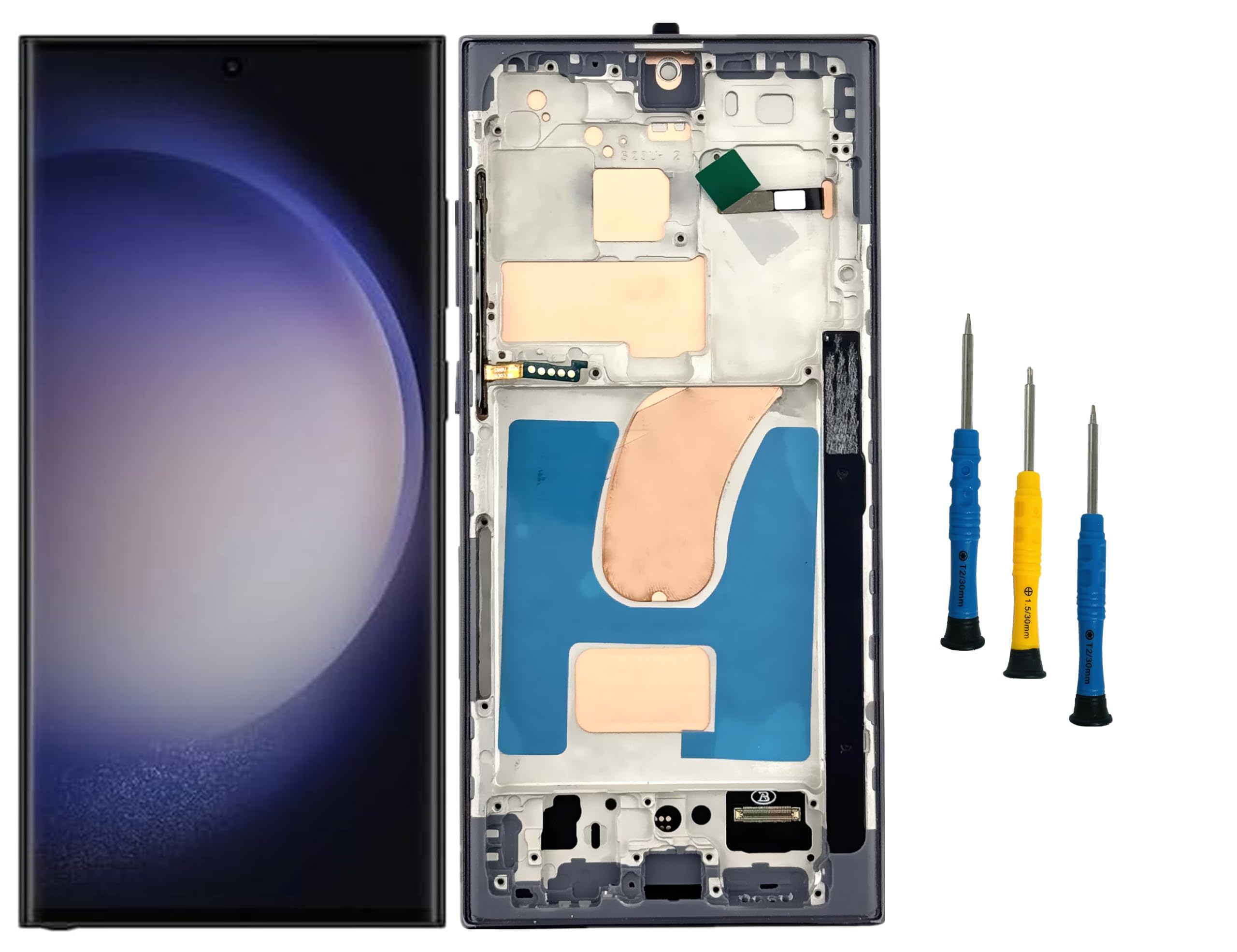 OLED for Samsung Galaxy S23 Ultra 5G Screen Replacement for Samsung Galaxy S23 Ultra SM-S918U Screen Replacement Black with Frame Display Touch Screen Assembly Repair Parts with Fingerprint