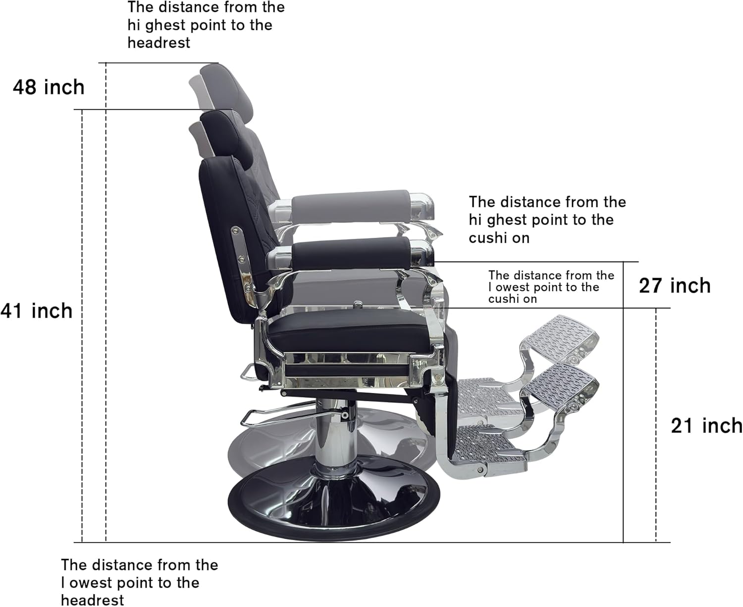 Professional Hydraulic Barber Chair - Heavy Duty 700lbs Capacity, Reclining Salon Chair with 360° Swivel & Adjustable Headrest for Hair Stylist, Tattoo, Beauty Salon (Vintage Silver)