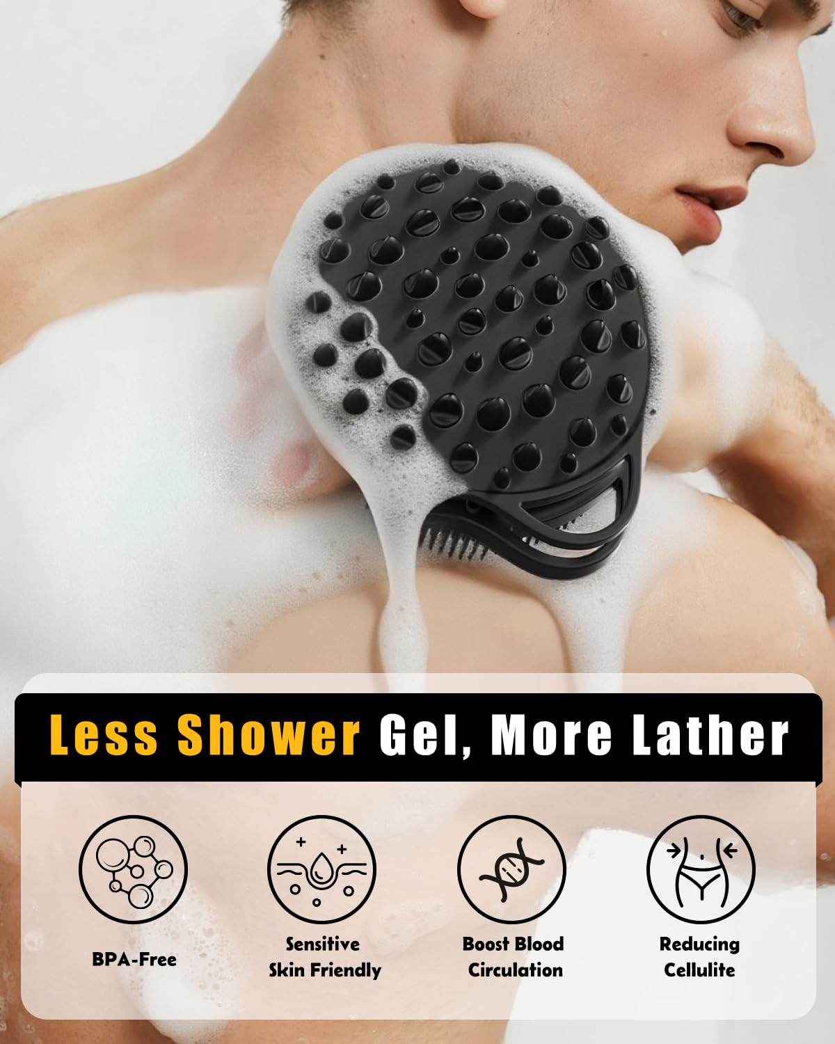 Limpiador corporal de silicona 2 en 1, exfoliante para masajes anticelulíticos, cepillo de ducha exfoliante para hombres y mujeres, elimina la piel muerta, reduce la celulitis, mejora la circulación