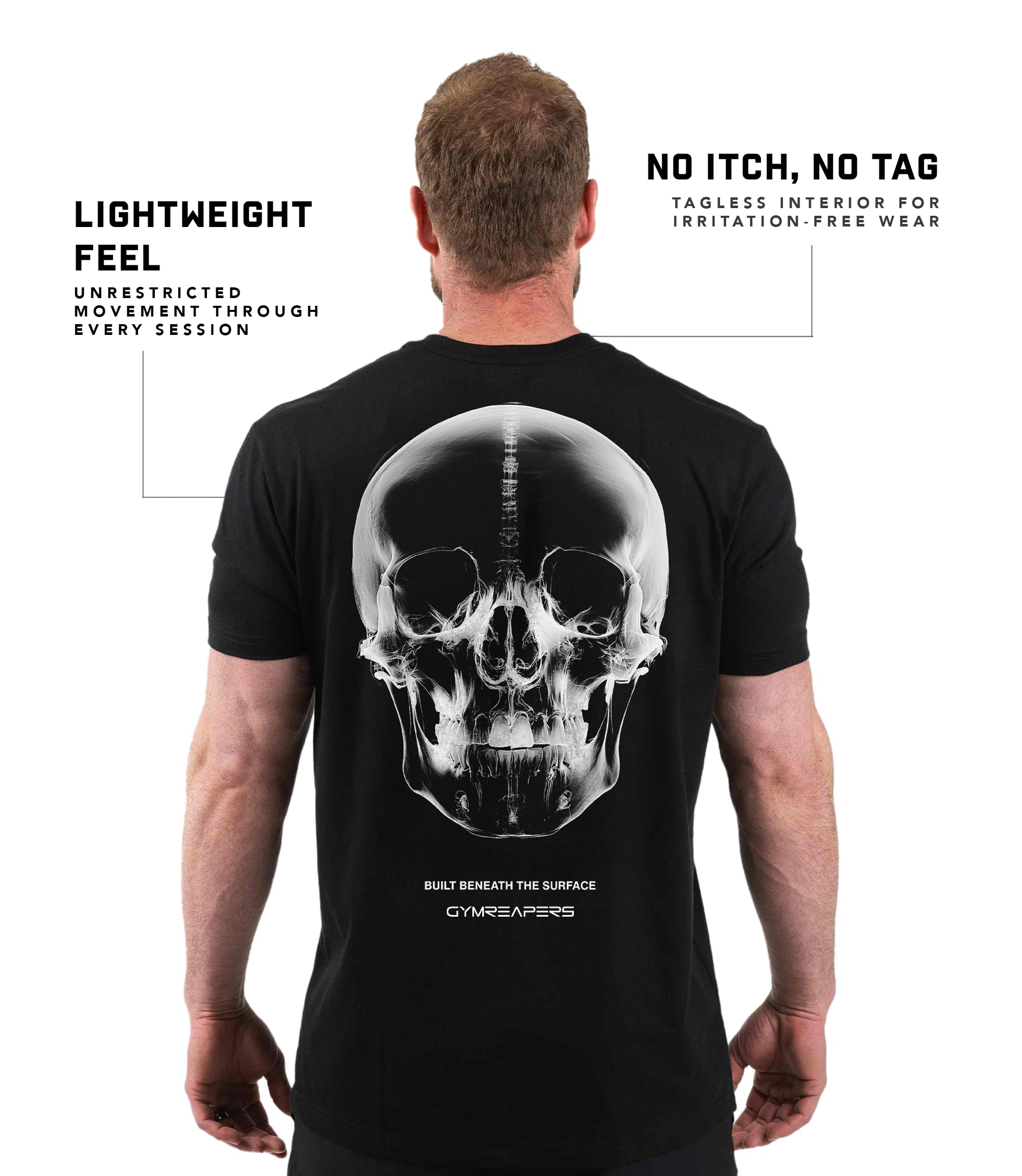 Gymreapers T-shirt da uomo con teschio, a maniche corte, per allenamento, palestra, corsa, atletica, maglietta asciutta