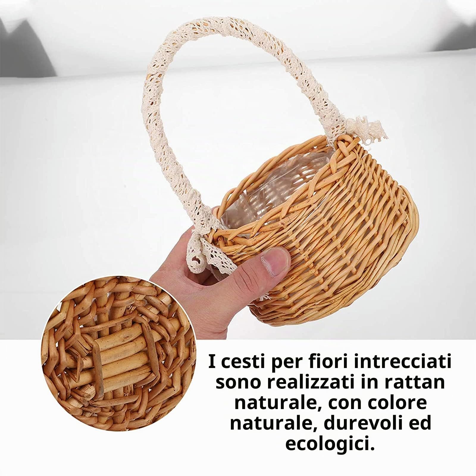 Cesto Di Vimini Per Fiori In Rattan Cestino Con Vaso Di Fiori Cesto Fatto a Mano Cestini Per Matrimoni Per La Decorazione Della Tavola Di Nozze Decorazione In Stile Country