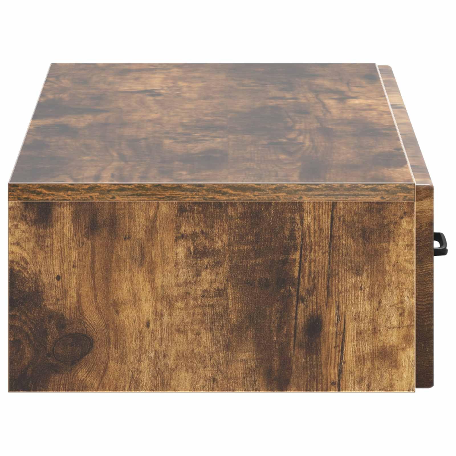 Stolik boczny dębowy dymu 87,5 x 34,5 x 17 cm | Drewno inżynieryjne, 1 szuflada, regulowane półki, do biura domowego, maks. obciążenie 60 kg