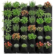 WFIST Vertical Hanging Planter Bag, Breathable Felt Wall Garden Planter with Metal Grommets, Indoor/Outdoor Space-Saving Herb & Flower Growing Pouch 36-Pocket