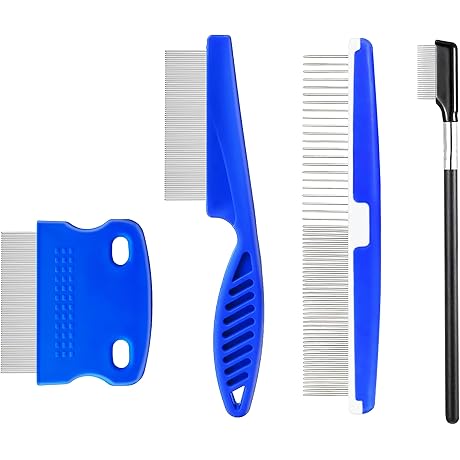 4 Piece Pet Grooming Comb Set with Dandruff Comb