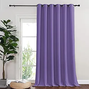 NICETOWN Blackout Sliding Glass Door Curtains, Room Darkening Thermal Insulated Curtains for Living Room Bedroom, Extra Wide Window Drapes, 1 Panel, W80 x L118, Lilac Purple