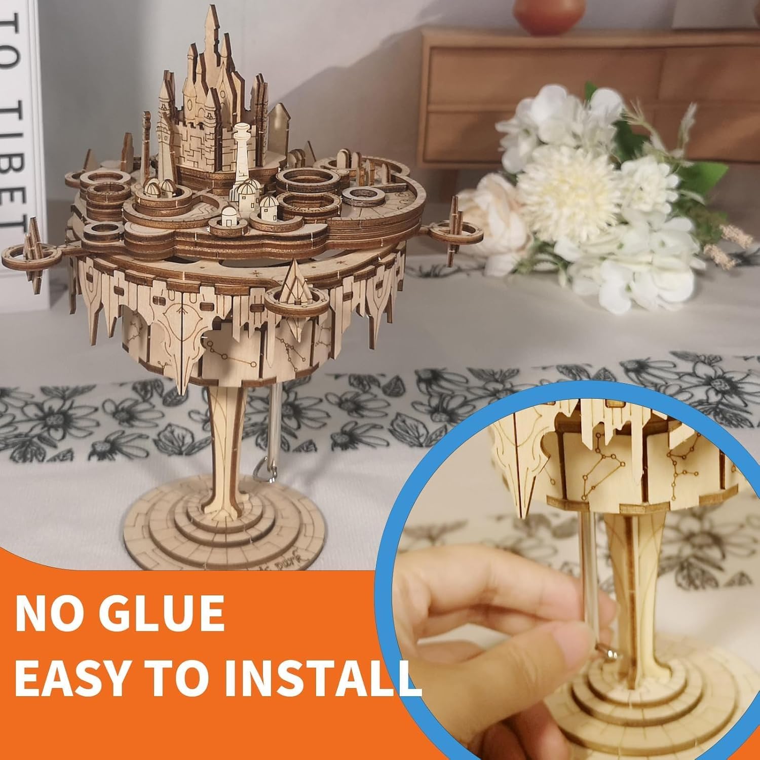 Music Park 3D Wooden Puzzles for Adults Music Box Model Kits You are My Sunshine Castle Building DIY Crafts Birthday Gifts for Women