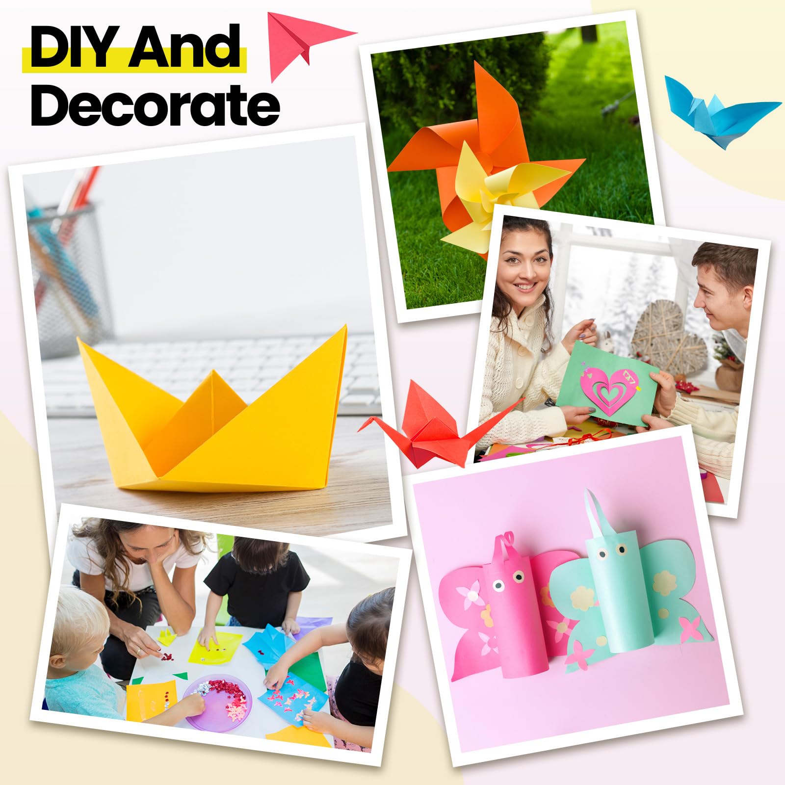Yeaqee 1000 Blatt farbiges Konstruktionspapier, Großpackung, 21,6 x 27,9 cm und 30,5 x 45,7 cm, leichtes Kunst- und Schulbedarf, buntes Bastelpapier für Kinder und Erwachsene, Kunst und Handwerk