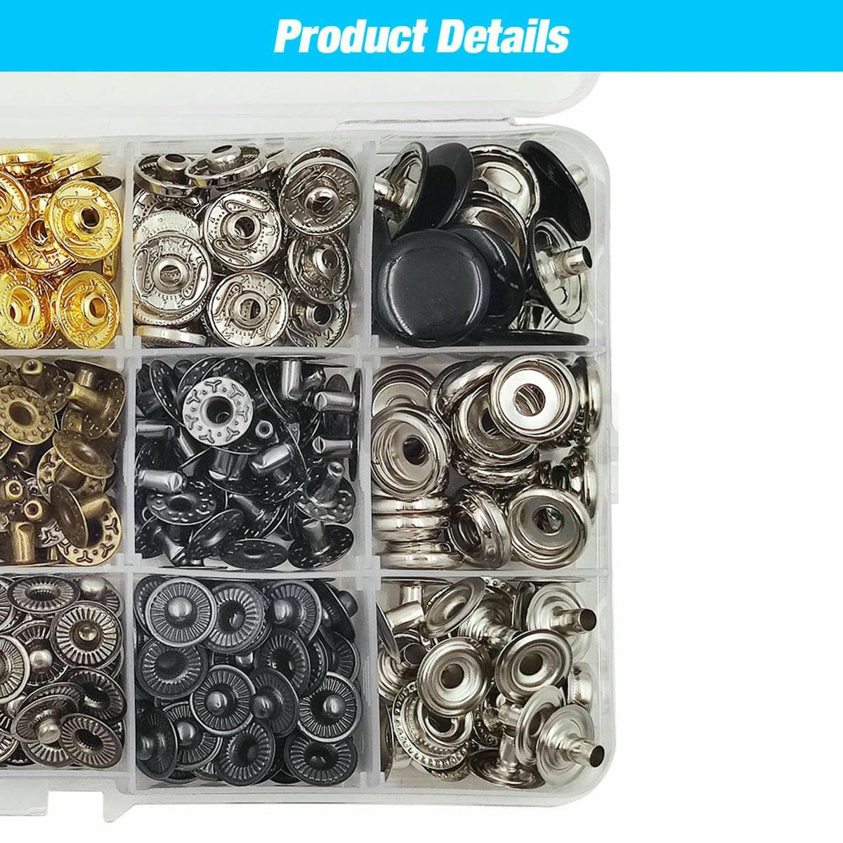 Kit de broches a presión, botones metálicos con alicates para instalar broches, ideal para marroquinería, ropa, vaqueros, bolsos y zapatos - SET A02
