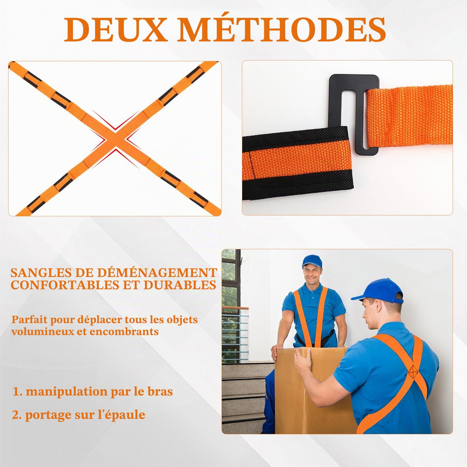 Sangle Demenagement, 2 Personnes Sangle de Levage, Sangles de Transport Déménagement pour Appareils, Meubles, Déménageur de Machines(2 Pièces)