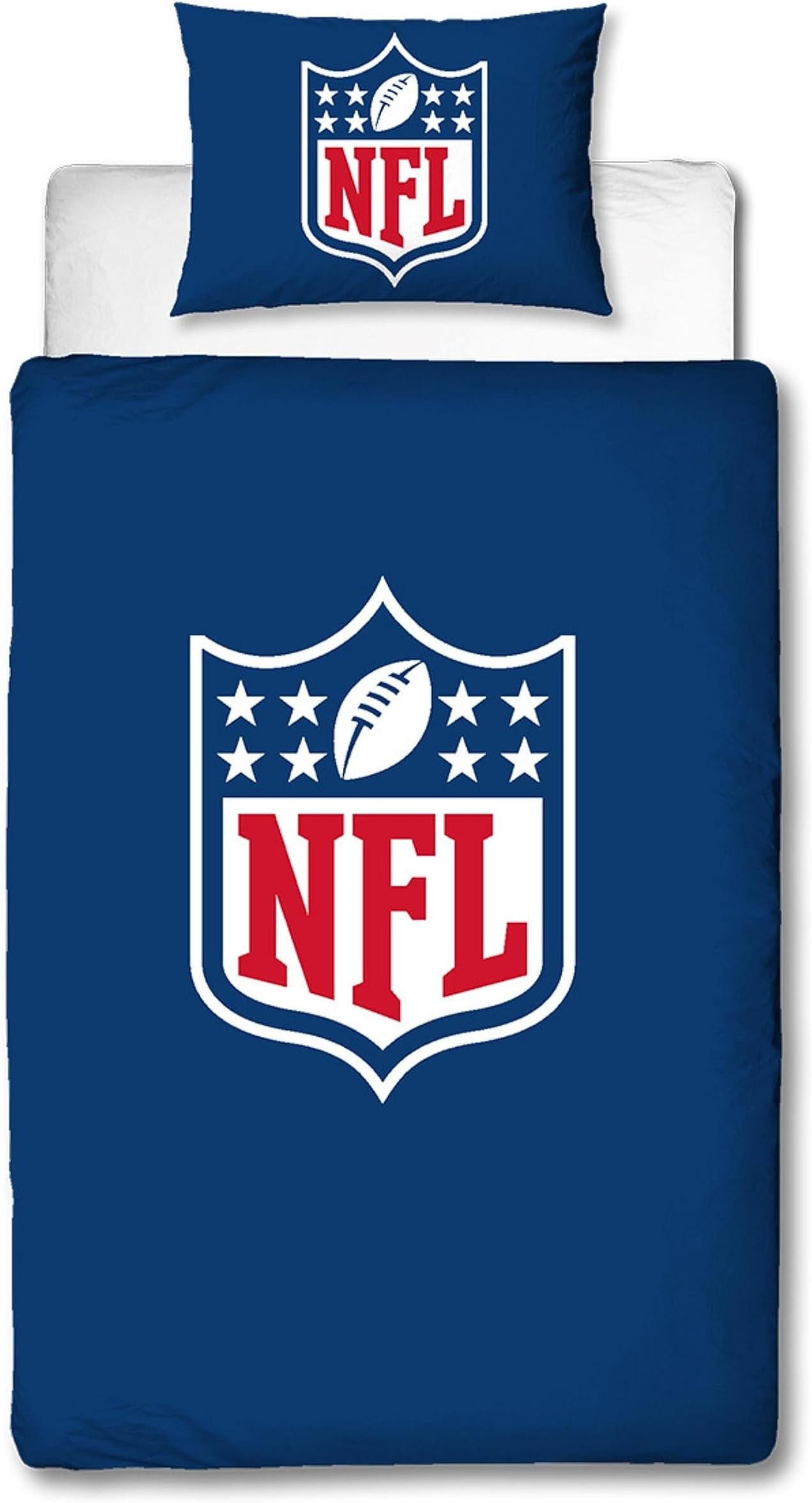 Character World NFL National Football League Officially Licensed Helmets Design Single Duvet Cover Set | Reversible 2 Sided Bedding Including Matching Pillow Case | Single Bed Set | Polycotton, Blue