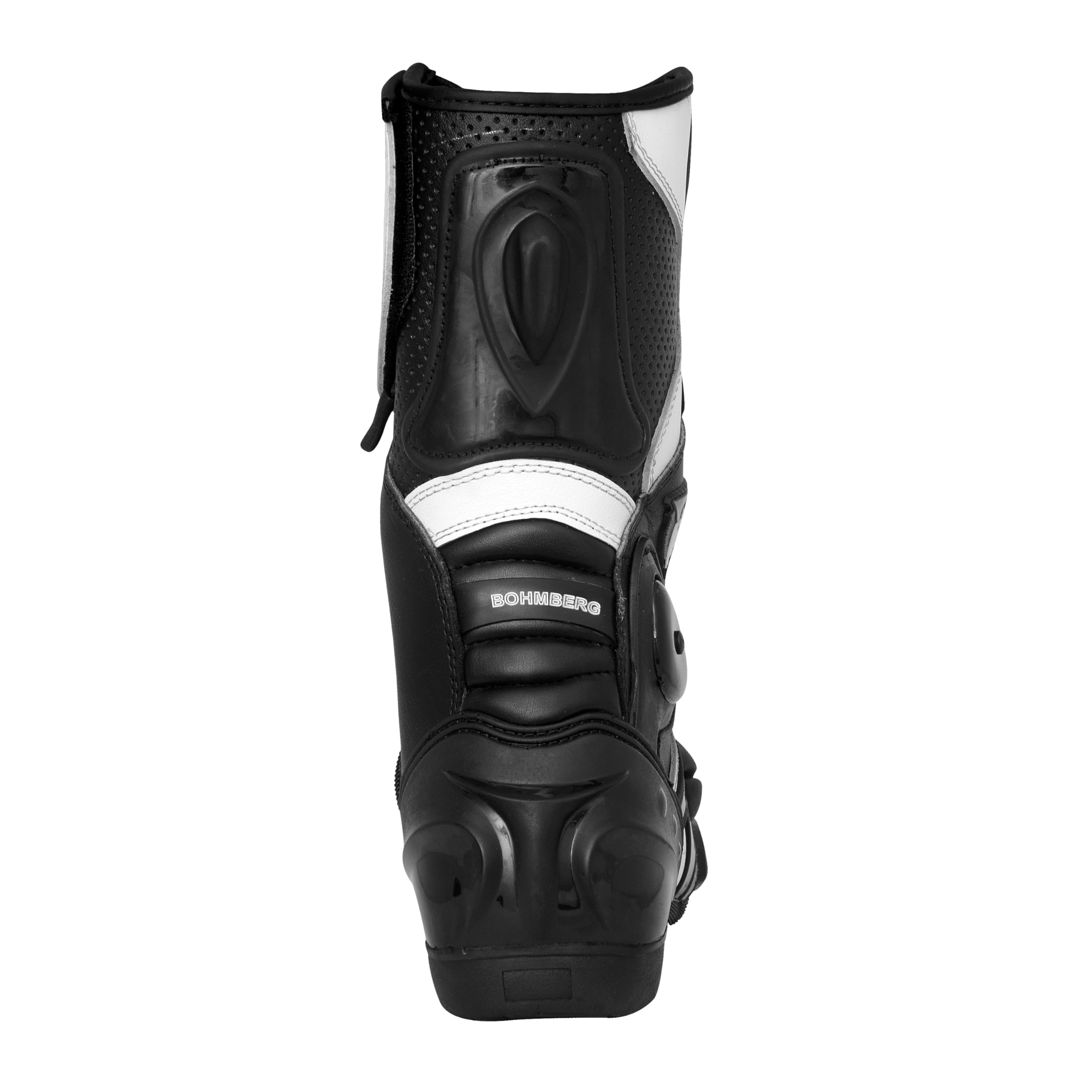 Bohmberg Spartans Motorradstiefel Herren-ergonomisch-leicht, Motorradschuhe aus echtem Leder mit aufgesetzten Hartschalenprotektoren Schwarz