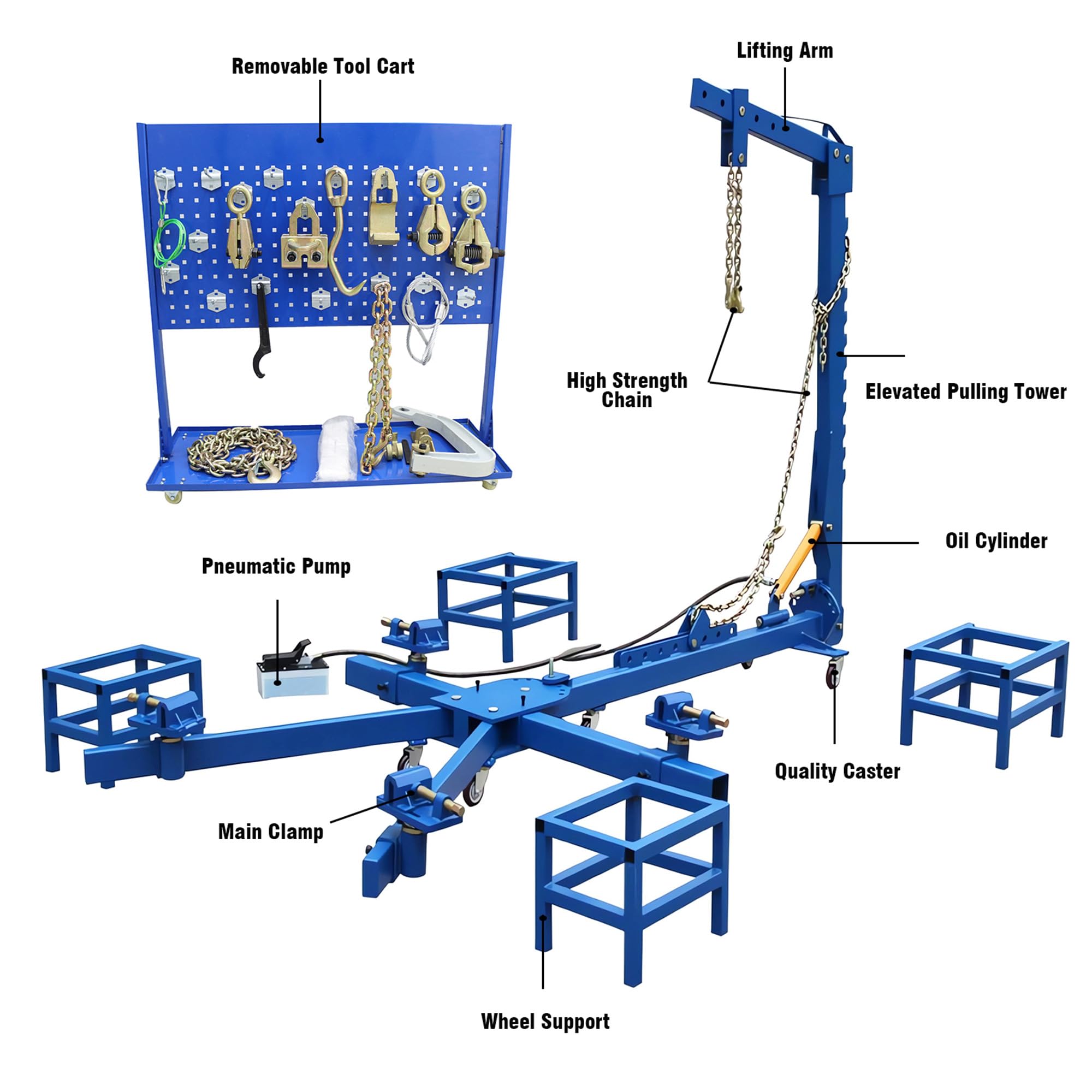 HQHAOTWU 10Ton/98KN Auto Body Frame Straightener Car Body Repair Equipment Auto Frame Corrector 7716lb/3500kg Max Loading Capacity