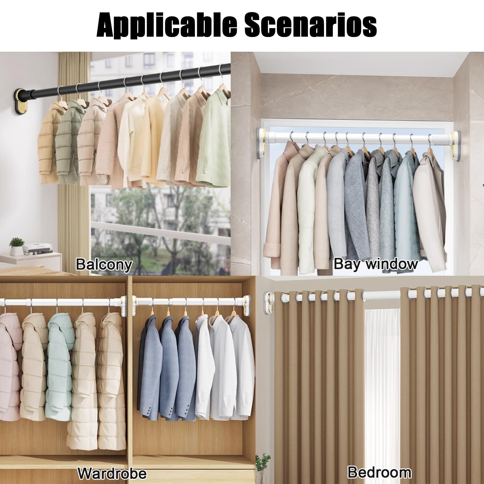 Tringle extensible pour penderie et buanderie, tringle de rangement amovible en métal pour vêtements