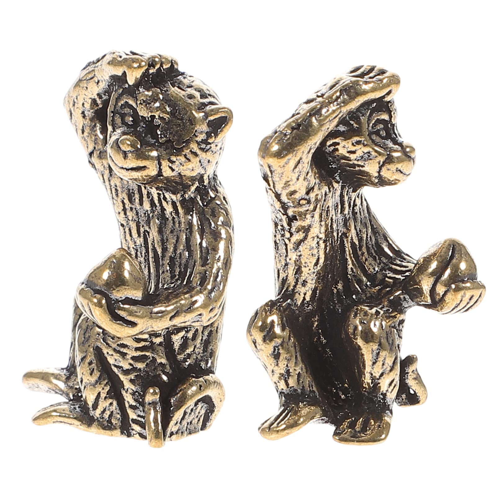 Alipis Brass Monkey Model Ornament, Monkey Picking Peaches Figurine Ornament Cute Monkey Statue Monkey Sculpture Decor for Home Office Desktop Shelf 2pcs Animal Decors