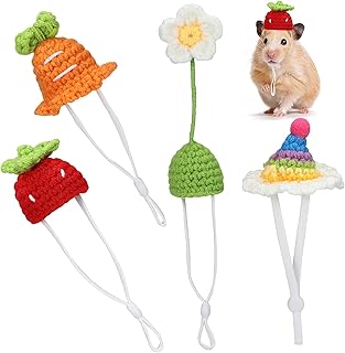 FRCOLOR Chapéu De Malha De Animal Pequeno 4 Peças Chapéu De Animal De Estimação Chapéu De Réptil Chapéus Minúsculos Para Hamsters Chapéu De Cachorro Chapéu De Rato Chapéu De