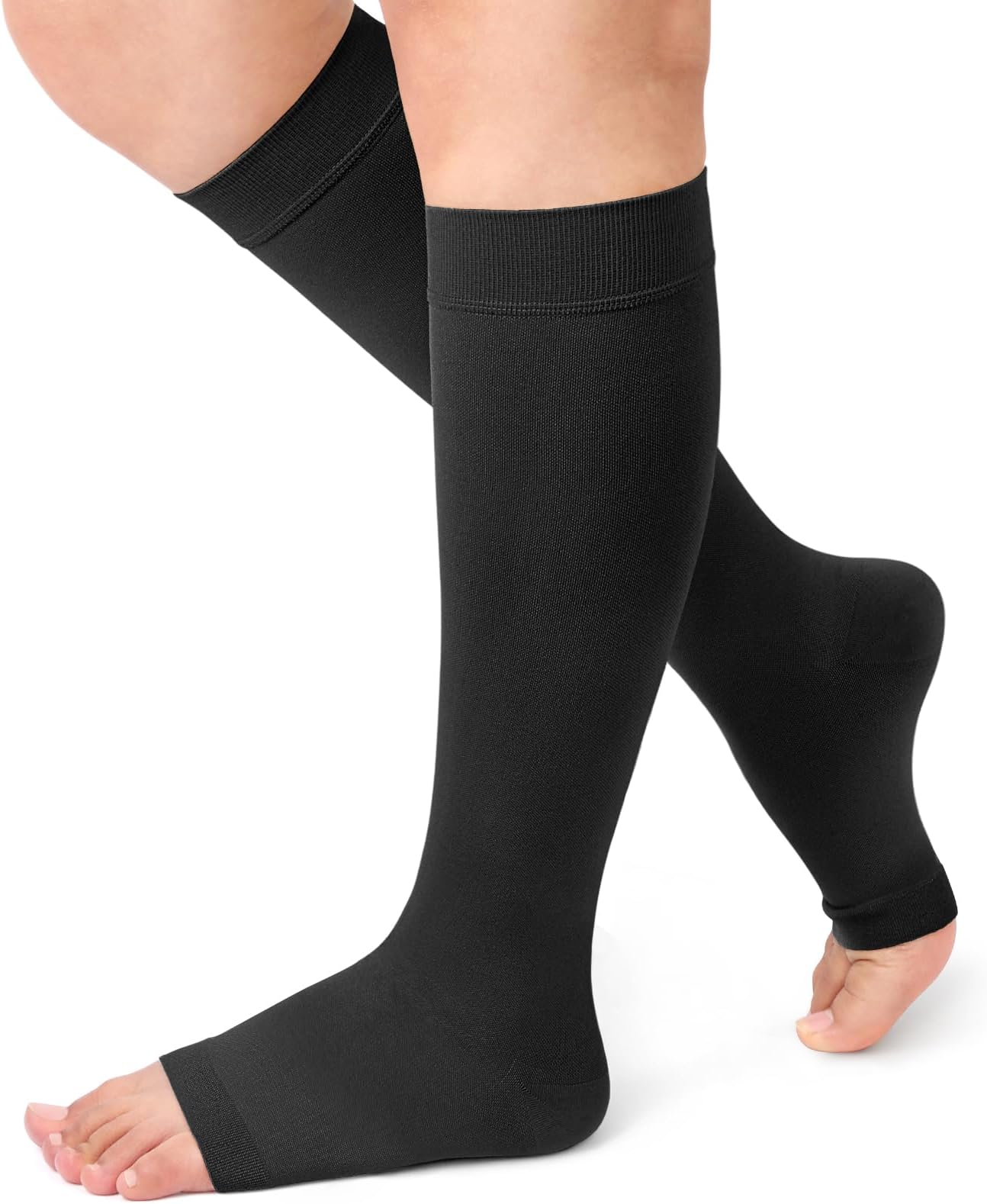 Beister Medical Open Toe Knee High Calf Compression Socks for Women & Men, Firm 20-30 mmHg Graduated Support Hosiery for Varicose Veins, Edema, Flight, Pregnancy （A Pair）