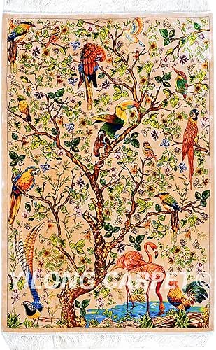 Yilong Carpet 3.3x5ft Handmade Silk Area Rug Tree of Life