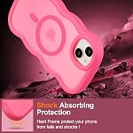UEEBAI Magnetic for iPhone 13/14, Cute Cover Compatible with MagSafe, Transparent Wave Frame Design Case Soft Edge Cover Cute Clear Matte Shockproof Protective Phone Case, Hot Pink
