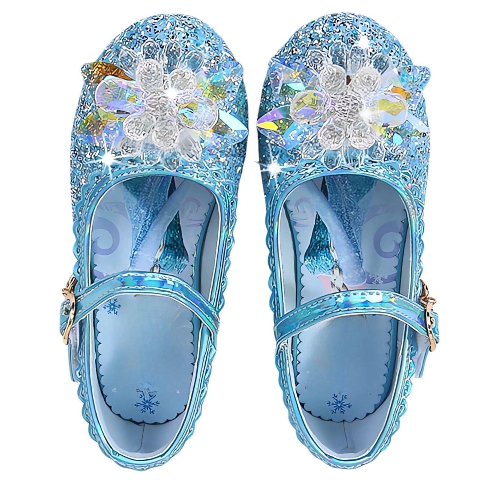 Zapatillas de Princesa para Niñas Elsa Tacones Altos Zapatos Baile Niños Zapatos Disfraz Princesa Adecuados Vestir Fiesta Cosplay Boda (C1-Blue,27)