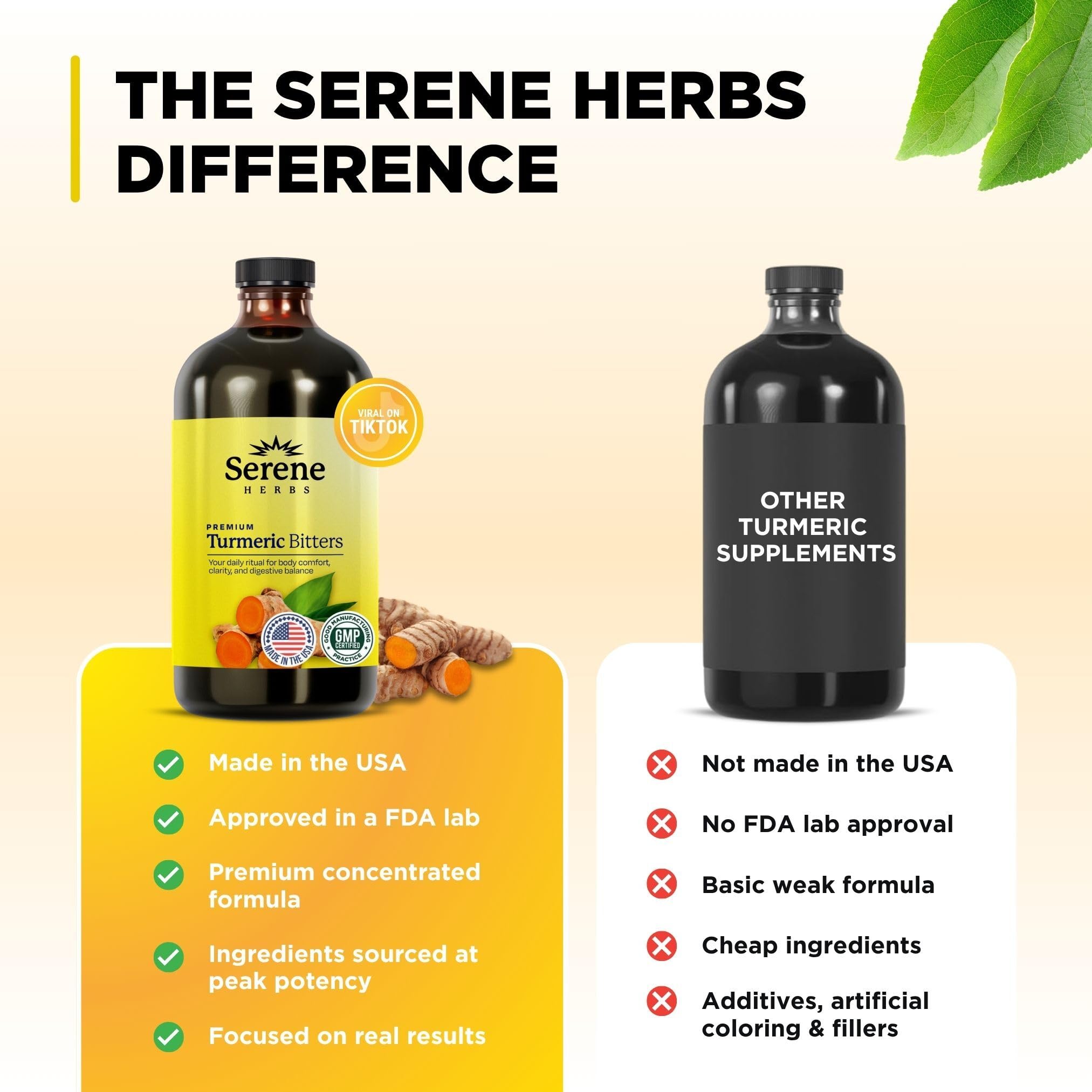 Serene Herbs Liquid Turmeric with Black Pepper - Turmeric Shots Curcumin Supplement 1000mg Extra Strength Herbal Drink, Digestive Bitters for Bloating Relief, Joint Health, Energy & Clarity - 16oz — Amazon image 7
