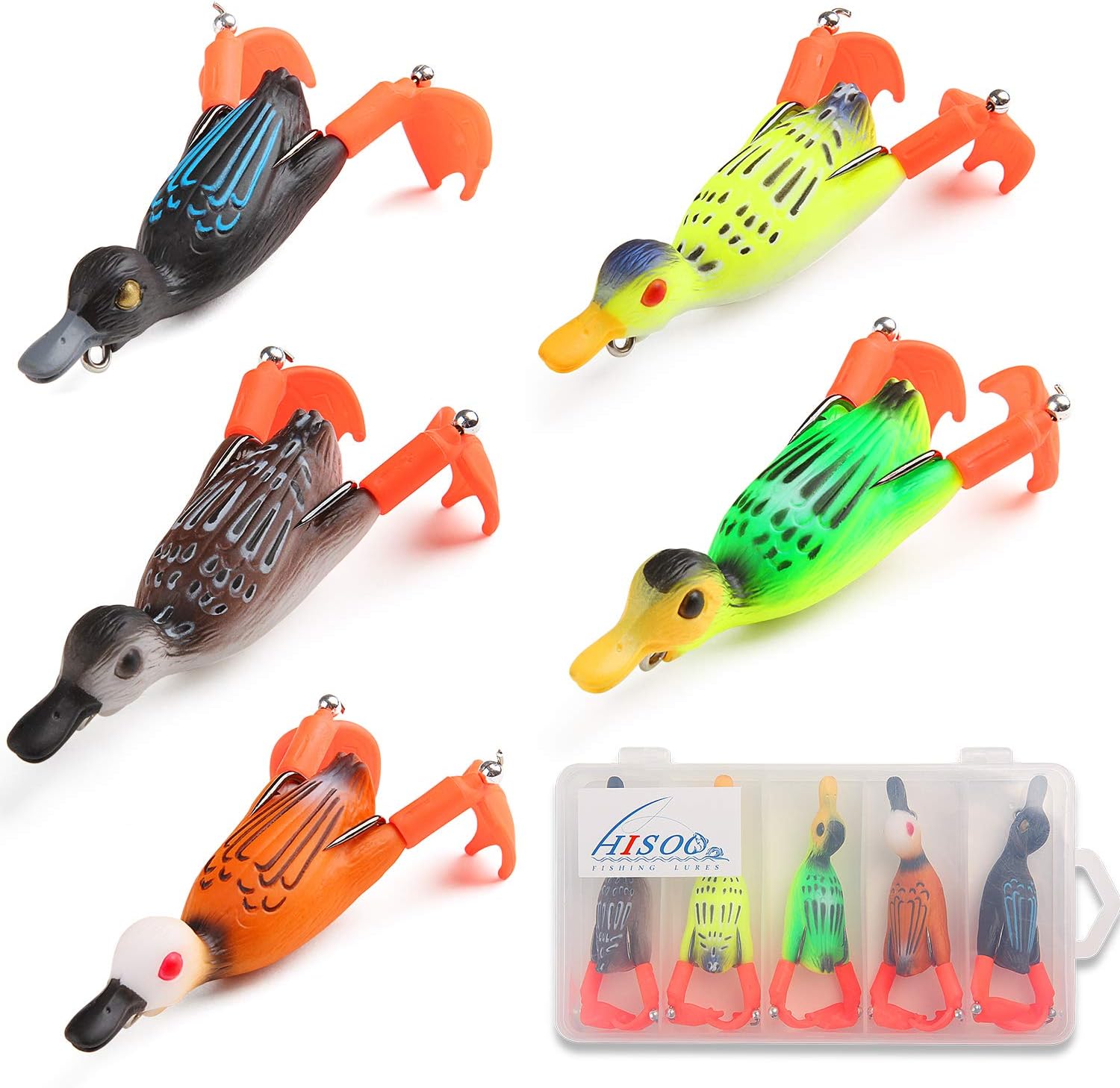 Duck Lure Soft Bait Silicone Fishing Lures Hooks , Realistic Double