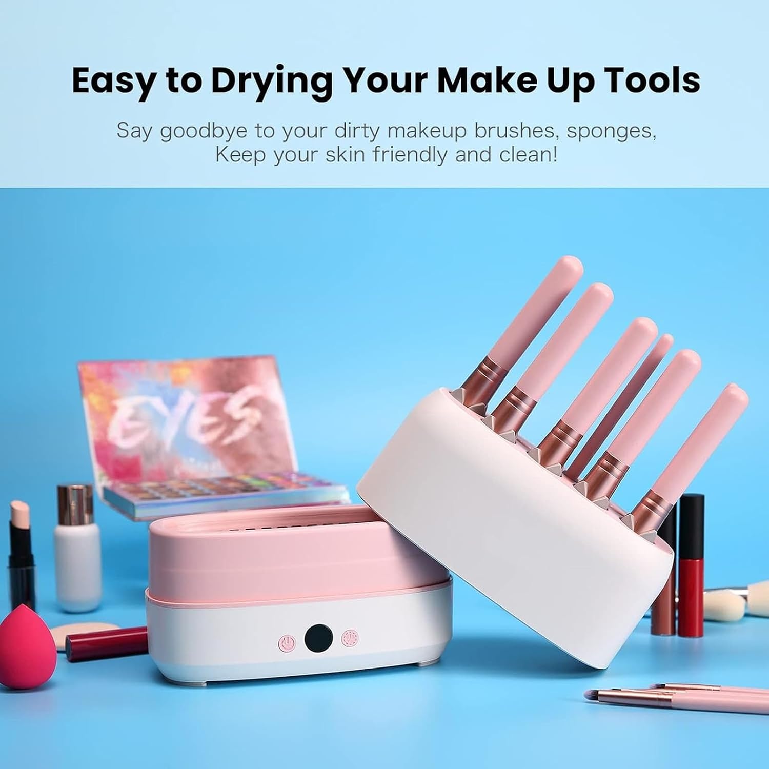 Makeup Brush Dryer Machine, 12 Various Holes Electric Cosmetic Brush Drying Machine, Quickly Drying Automatic Cosmetic Brush Drying Machine for Time Saving, Without Hurting The