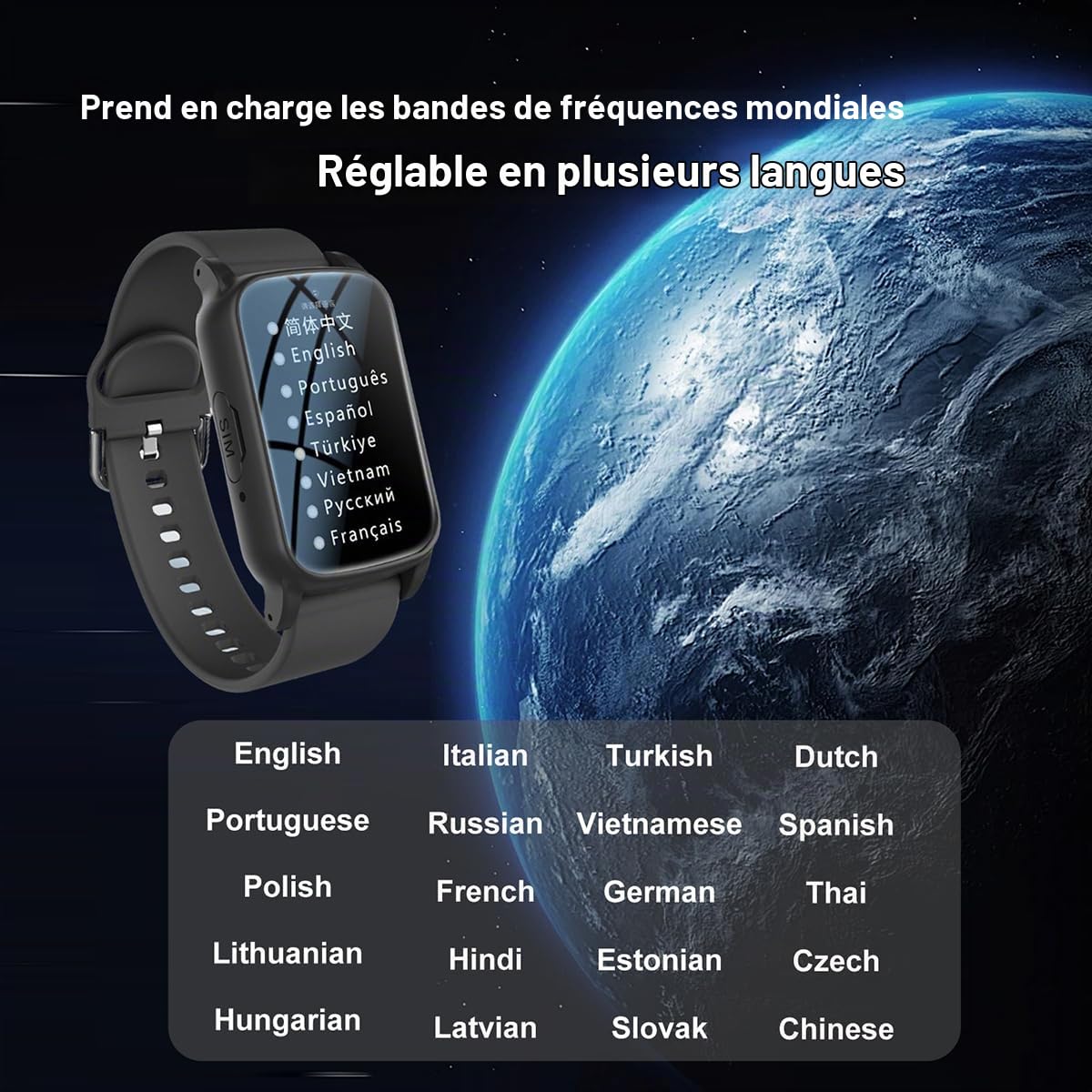 Bracelet Alarme Personne Agee, Détection De Chute Montre Connectée, Montre Traceur GPS Appel Vocal HD Et Étanche, Montre Connectée Petit PoignetBlack,1.25 * 0.57 * 2.22inch