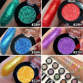 Afflano Green Glitter Eyeshadow Makeup, Chrome Emerald Green Eyeshadow palette Instant Color, Highly Pigmented, Metallic Shimmery Frost green Eye Shadow for St Patricks Wicked Sparkle Eye Face Makeup