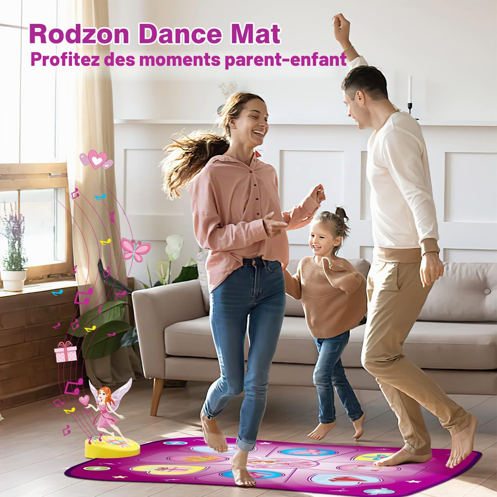 Rodzon Tapis de Danse Musical Enfants 3-8 Ans, avec Affichage LED, Création de Chansons et Musique Intégrée, Cadeau Anniversaire Noël Garçons Filles