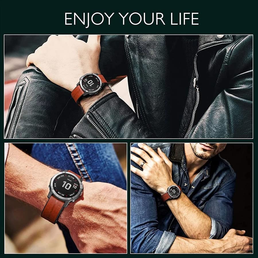 Bracelet montre cuir pour Garmin Fenix 5 Plus élégant et robuste - 6