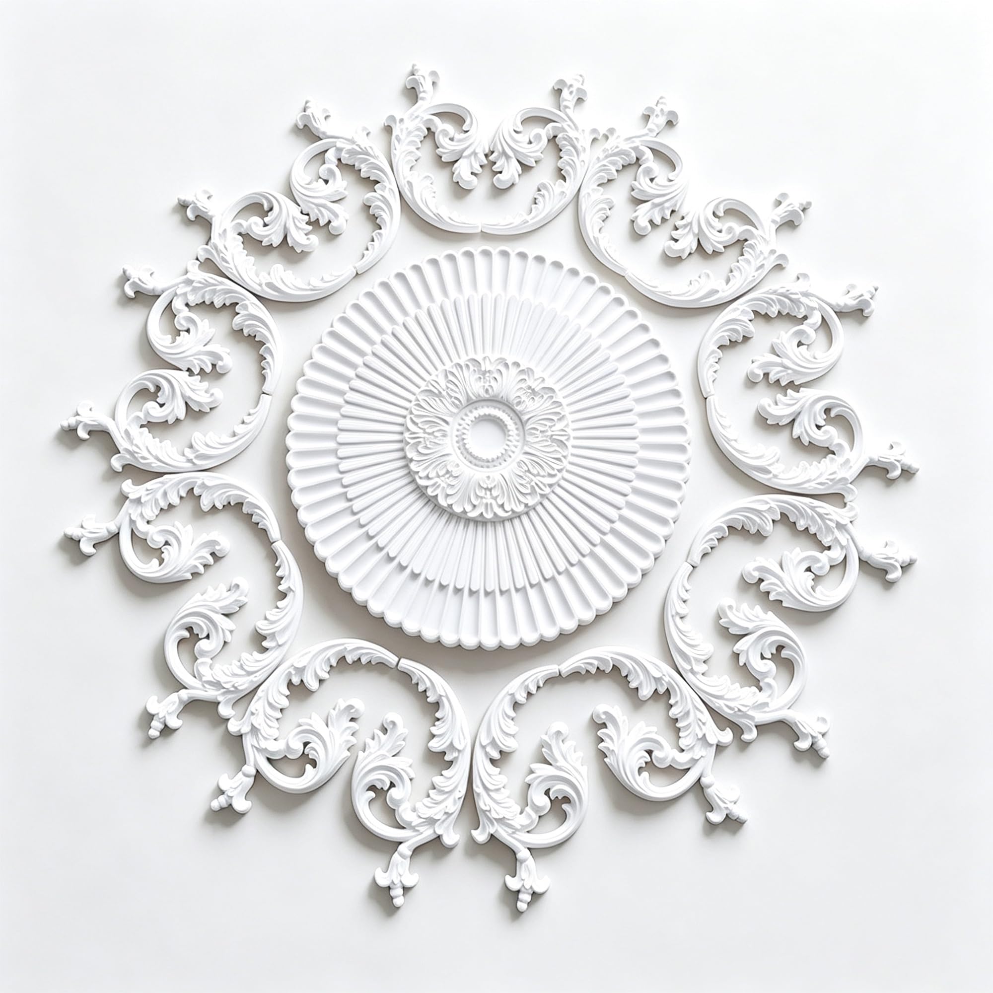 127cm Rosone Lampadario Soffitto Bianco Polistirolo Decorativo | Medaglione del Ventilatore Rotonda Moderno per Pareti Portalampada