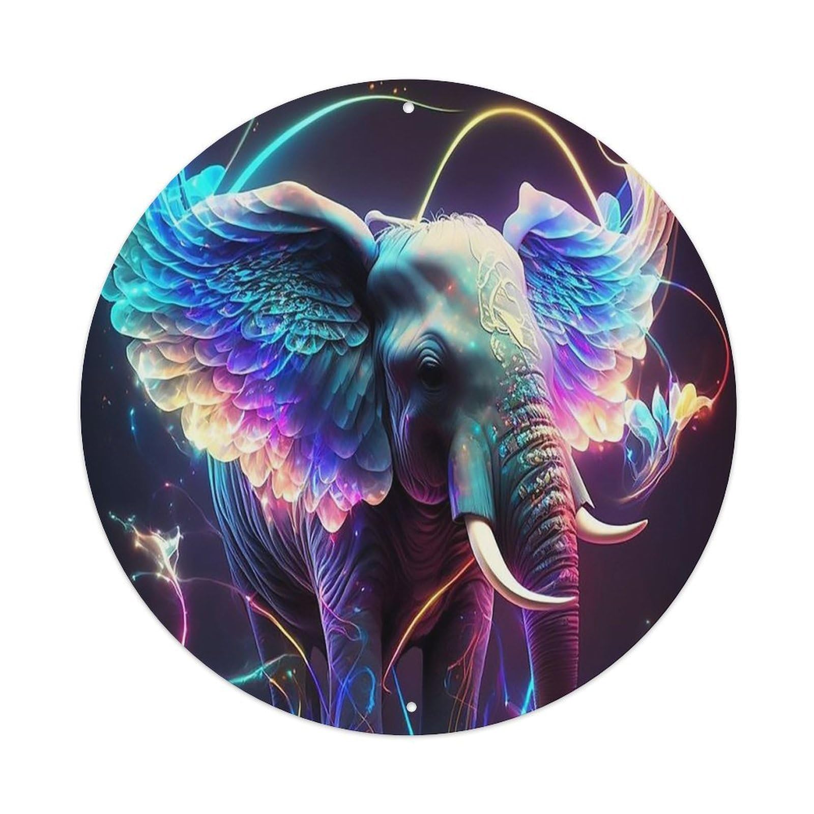 Animal Artwork Magic Elephant Vintage Metal Tin Sign Plaque Wall Decor for Cafe, Club Bar, Office, Garden Metal Poster 8x8Inch