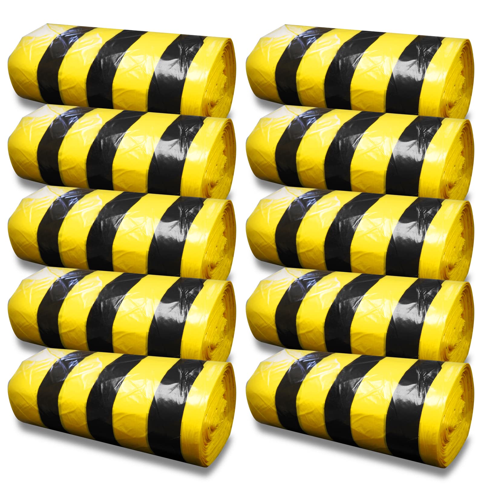 RE-GEN Biohazard Clinical Waste Disposal Tiger Stripe Sacks Bags (10 Rolls, 500 Individual Bags) Size 72x87cm, 70Litre