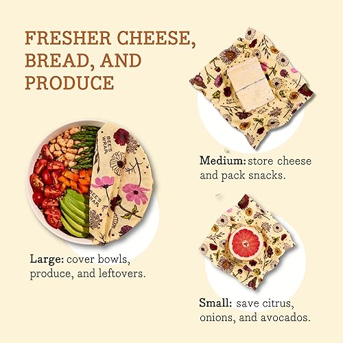 Miniatura 90 de Bee's Wrap, paquete variado de 3 envoltorios ecológicos y reutilizables para transportar comida Paquete de 3 panales