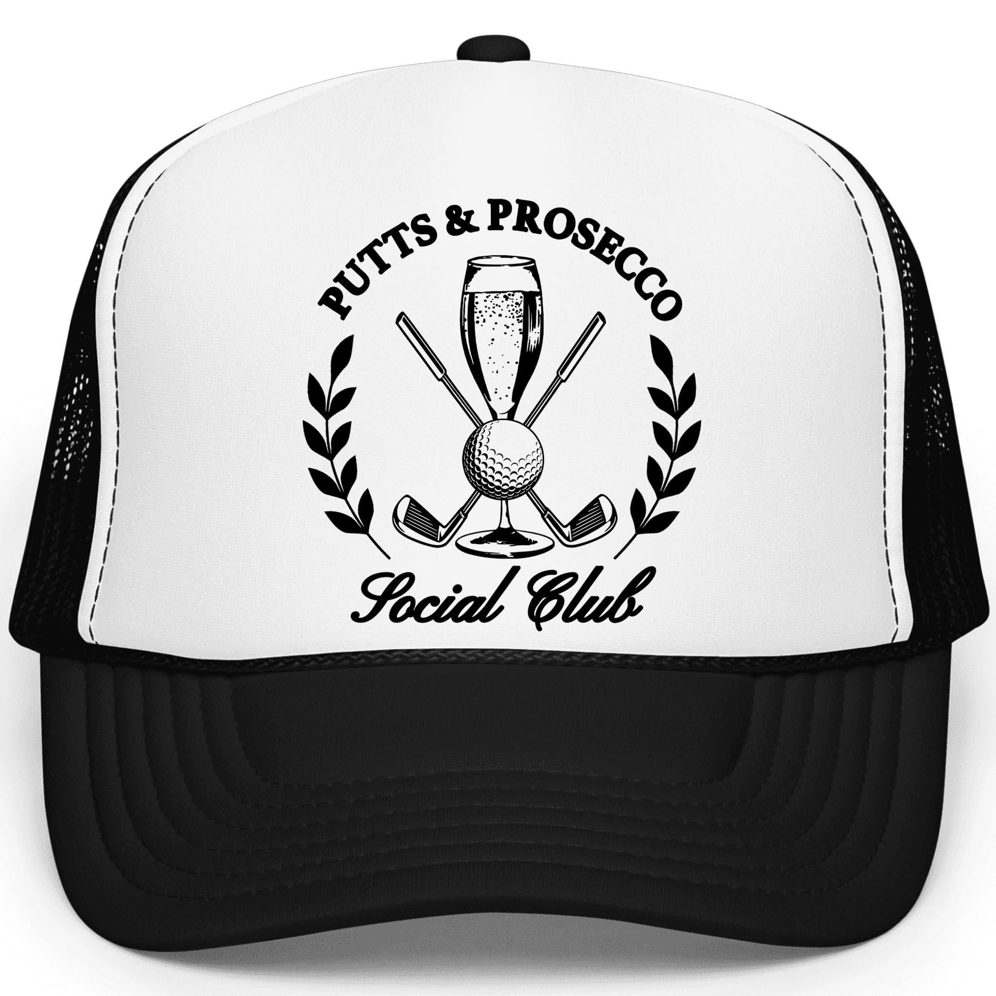 Putts and Pros Social Club Trucker Hat for Adults Foam Front Classic 5 Panel Mesh Snapback