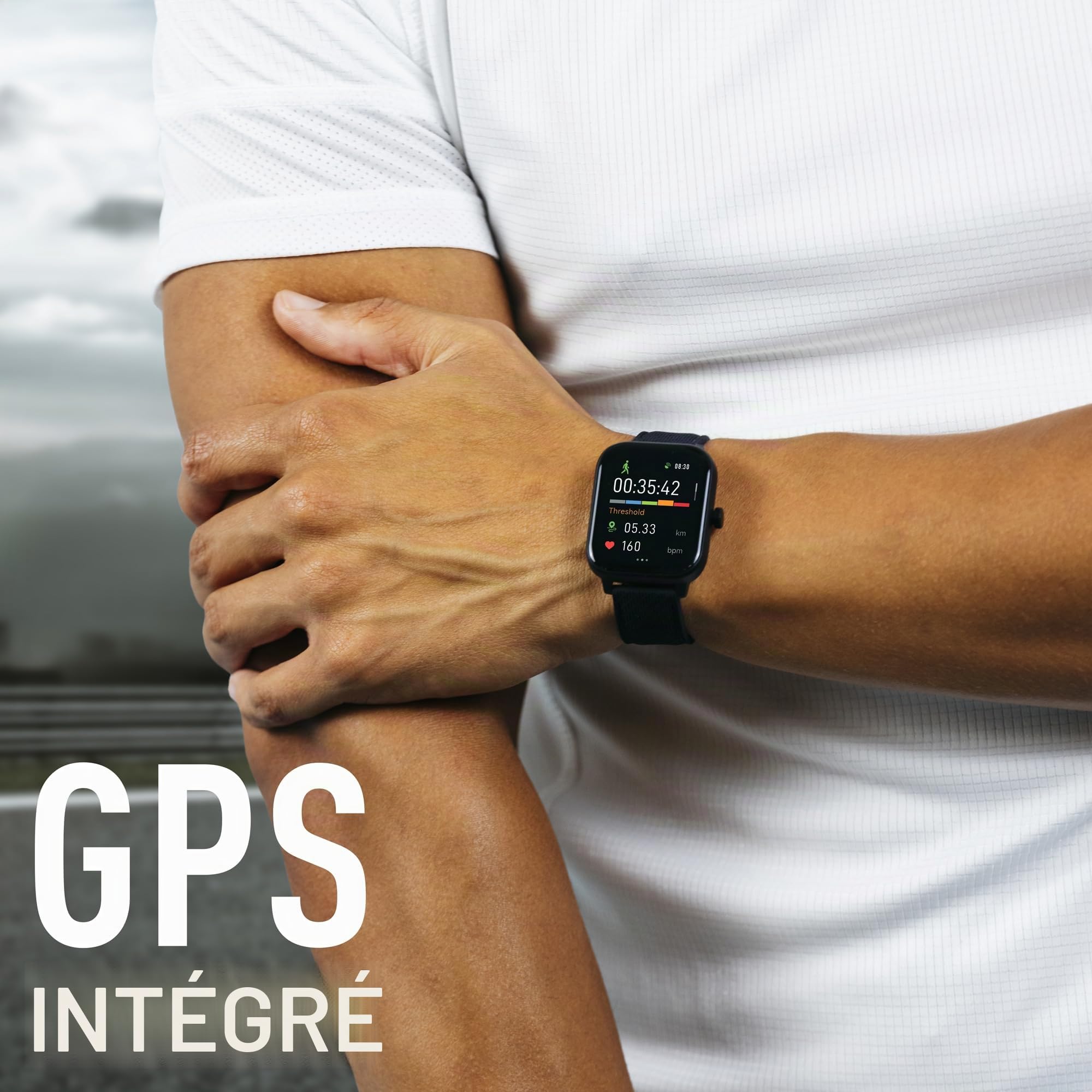 Reflex Active Amoled Series 44 Montre intelligente pour homme et femme avec GPS intégré, étanchéité IP68, modes sportifs, compteur de pas, moniteur de sommeil, double affichage de l'heure et bracelet