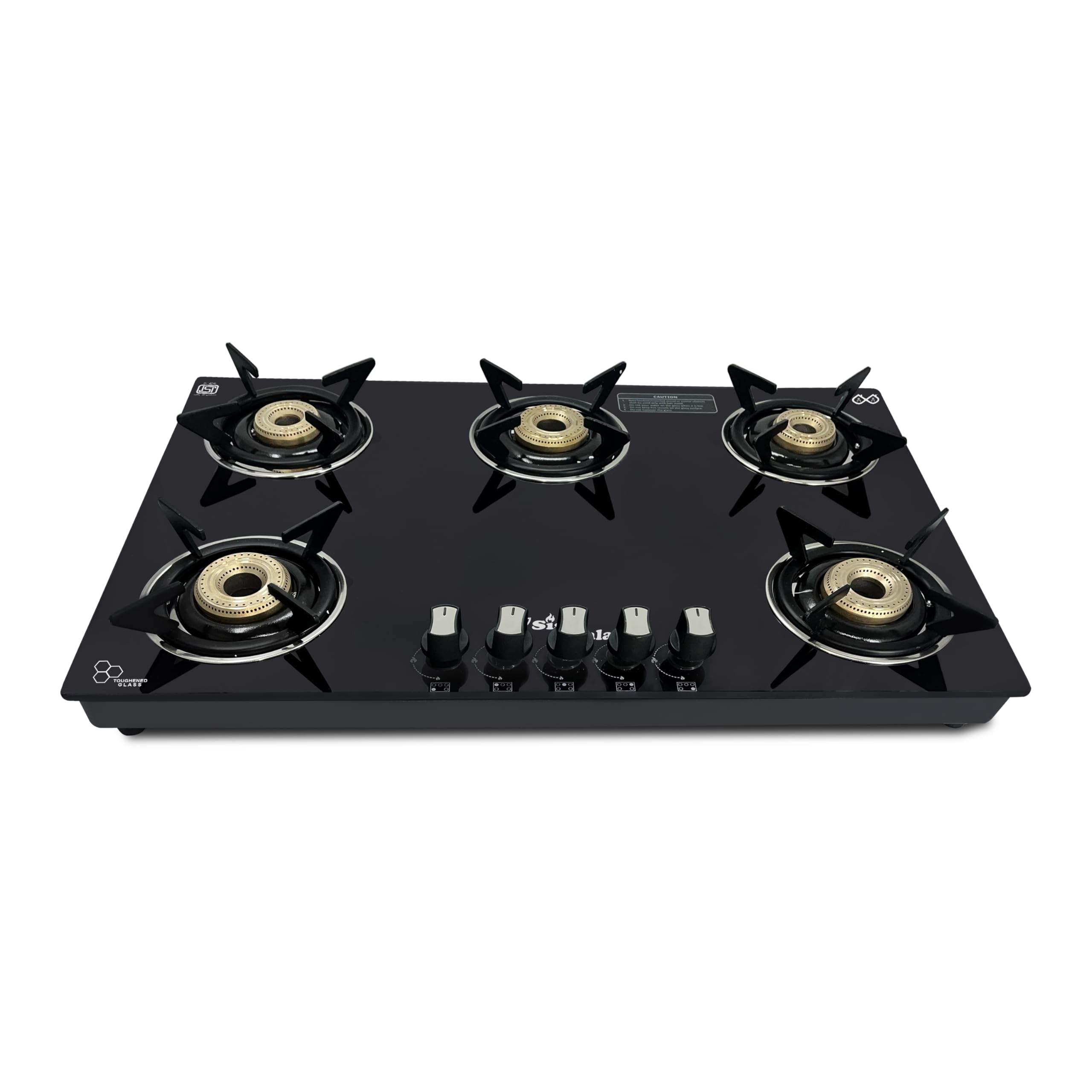 Sigri-wala Surya Primecook 5 Burner Hobtop Black Glass Manual Hob(5 Burners)-image-30