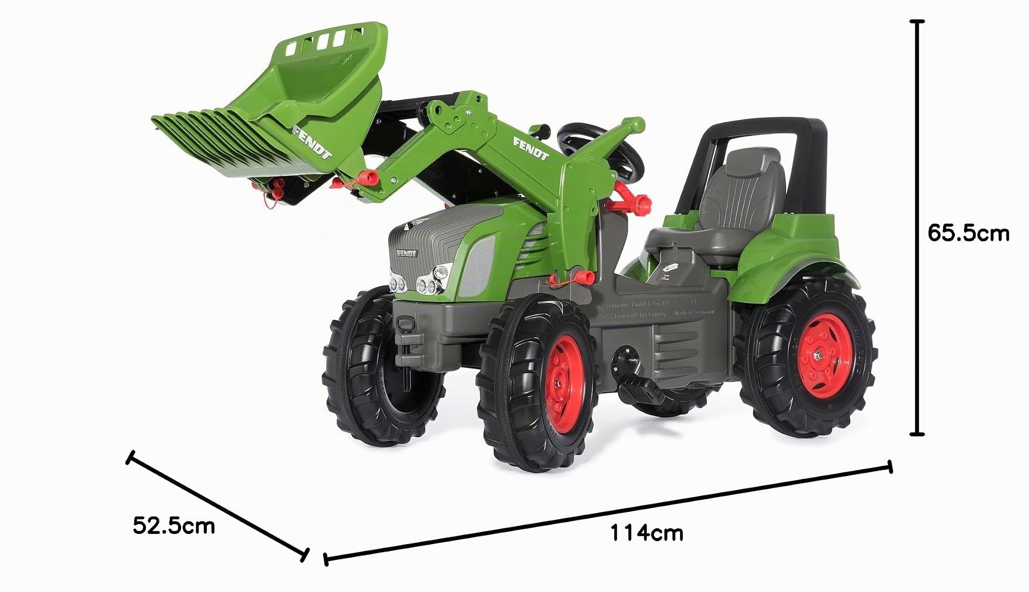 Rolly Toys RollyFarmtrac Premium Fendt Vario 939 Tracteur à pédale avec Chargement Frontal, Vert/Gris