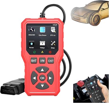 OBD2 Advanced Diagnostic Tool Professional Engine Code Reader, OBD II Scanner Code Reader Engine Fault Scanner CAN Diagnostic Scan Tool for 1996 or Newer OBD2 Protocol Vehicle Red